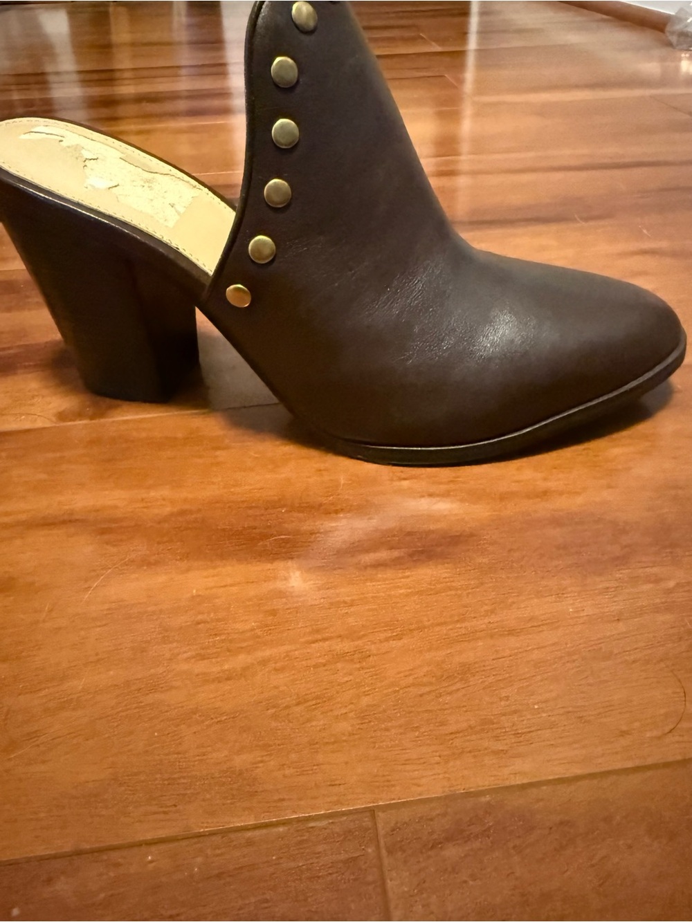 Michael Kors Brown Leather Stud Mule Heel